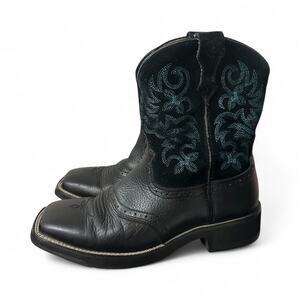 Ariat Boots Fatbaby Womens Sz 9.5 B Western Leather Black Cowboy Distressed